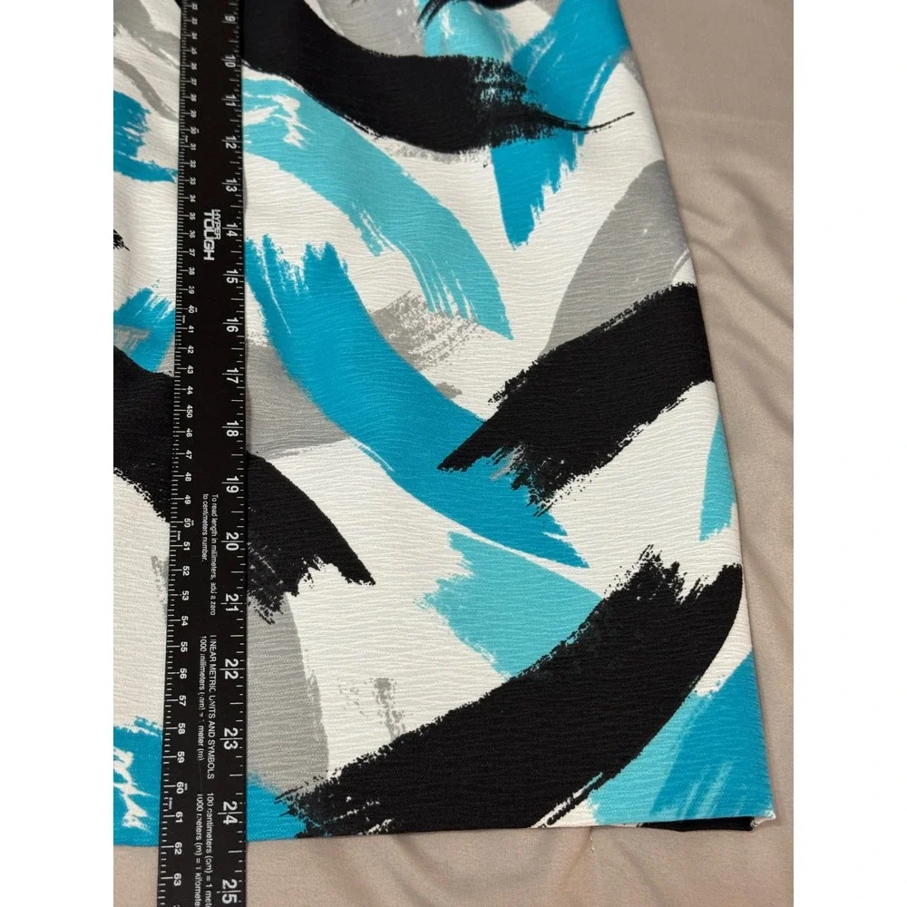 Kasper Womens Size‎ 12 Turquoise Abstract Brushstroke Textured Pencil Skirt NWT